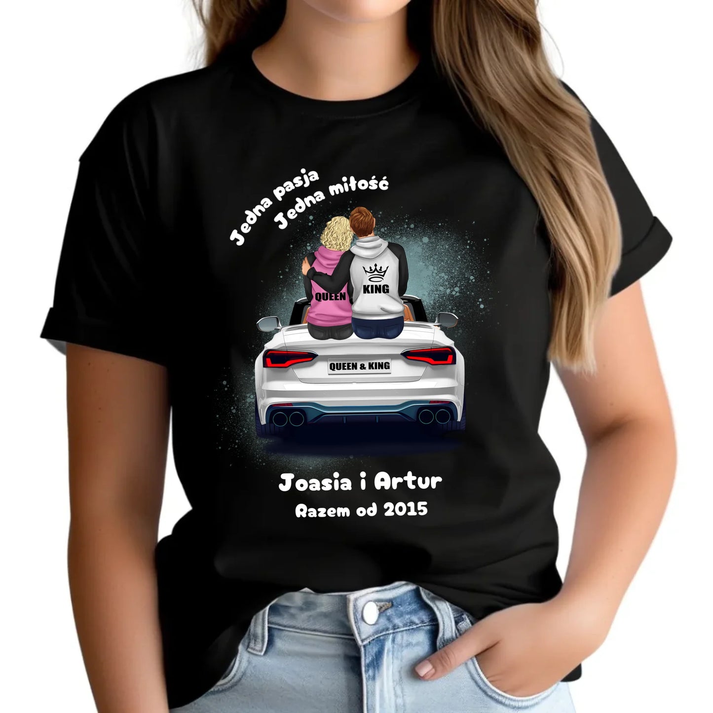 Koszulka damska dla par - personalizowany prezent dla dziewczyny - Jedna miłość W06 - StoryCups.pl