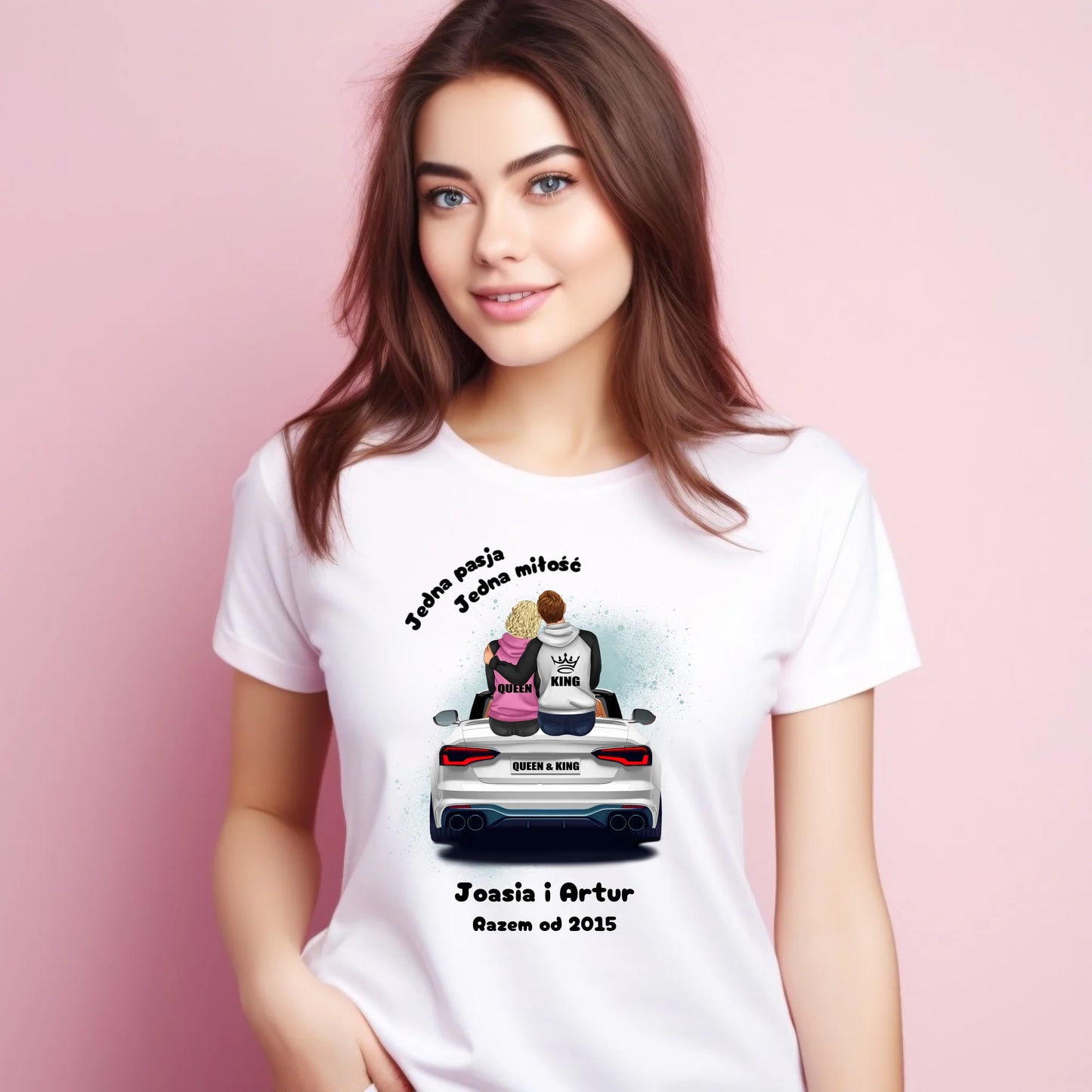 Koszulka damska dla par - personalizowany prezent dla dziewczyny - Jedna miłość W06 - StoryCups.pl