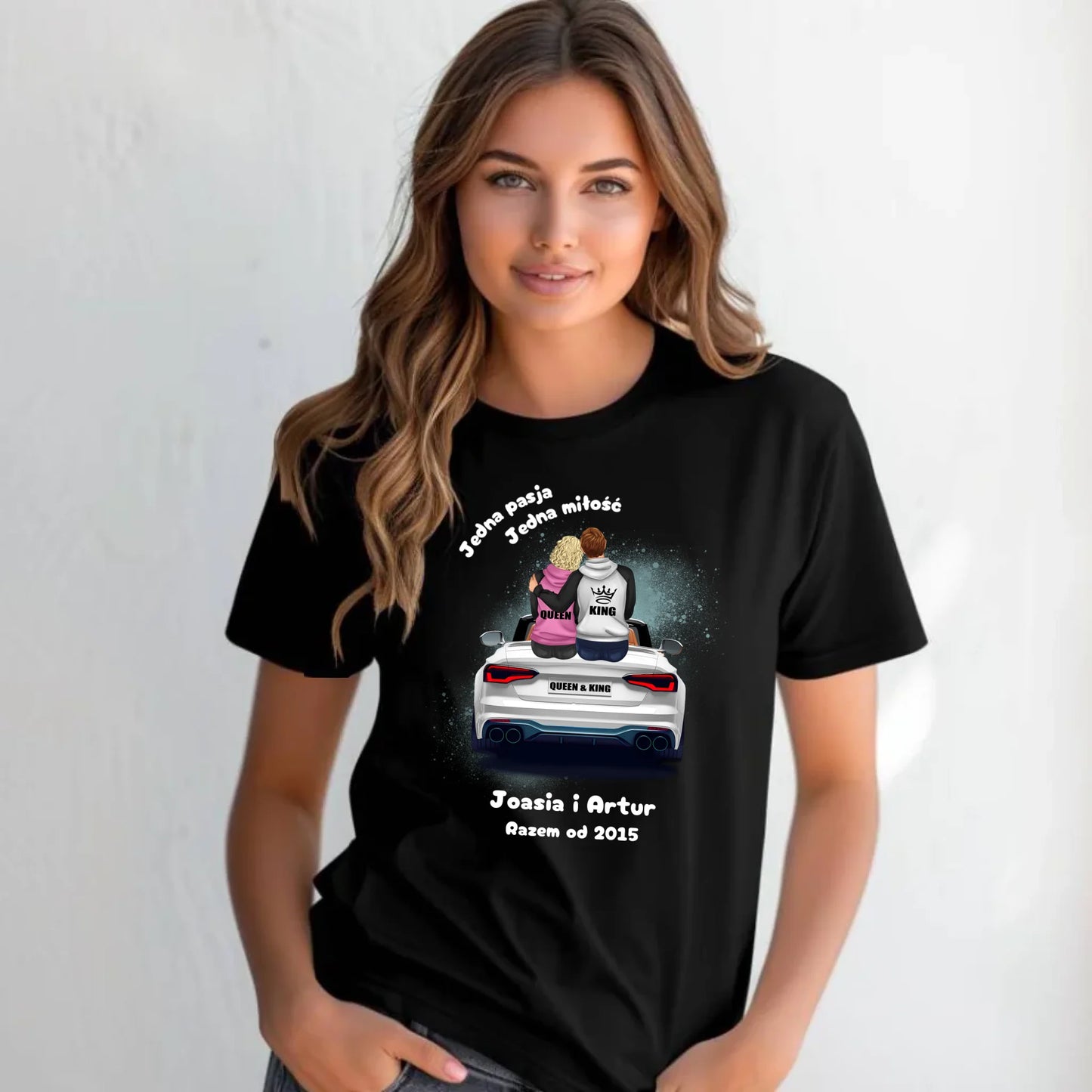 Koszulka damska dla par - personalizowany prezent dla dziewczyny - Jedna miłość W06 - StoryCups.pl