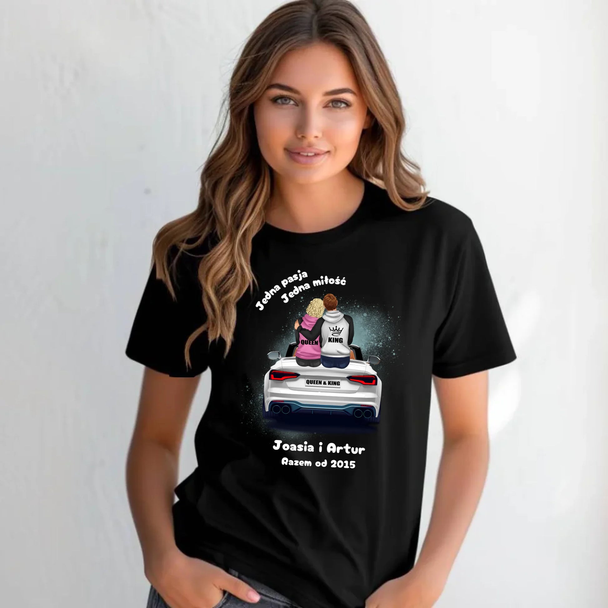 Koszulka damska dla par - personalizowany prezent dla dziewczyny - Jedna miłość W06 - StoryCups.pl