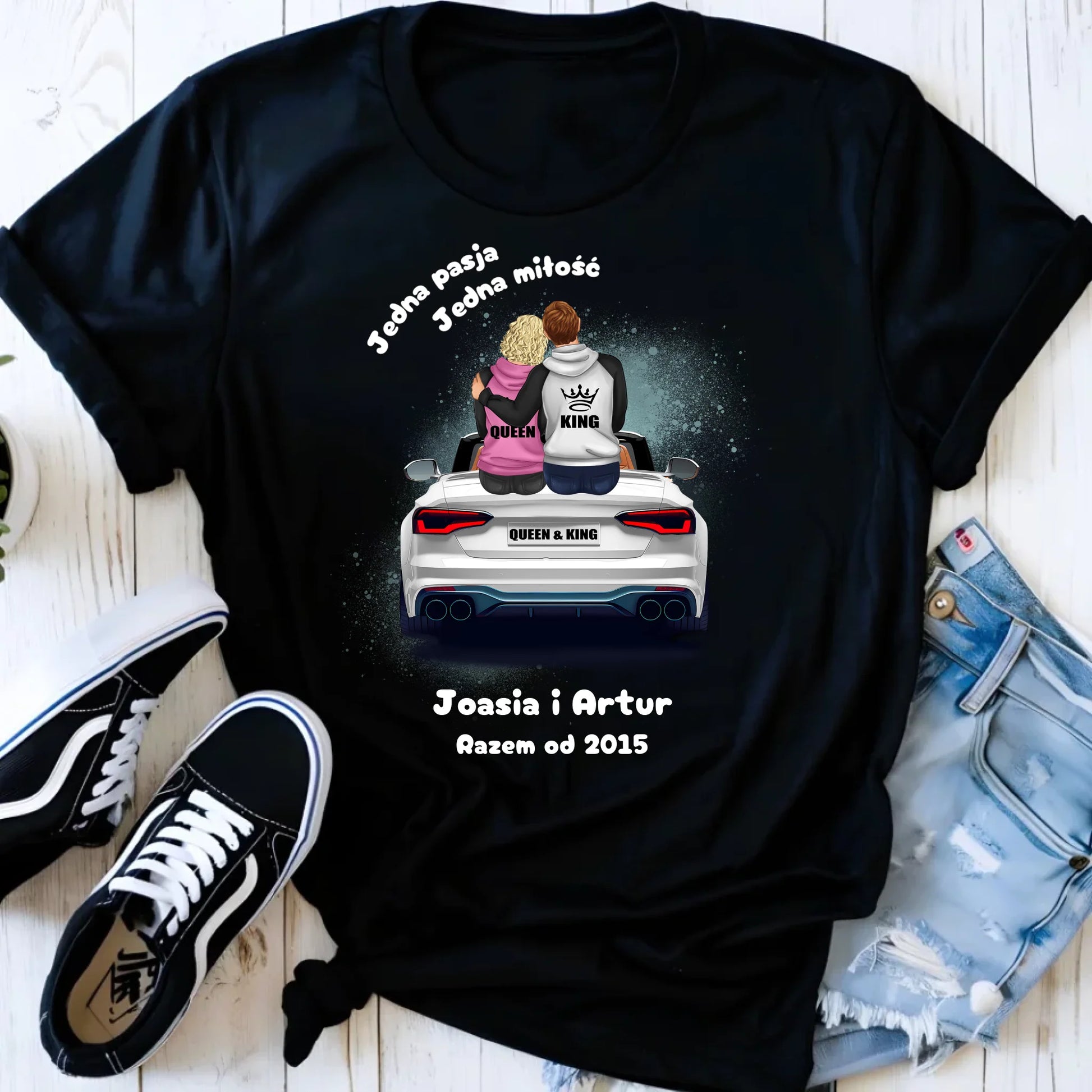 Koszulka damska dla par - personalizowany prezent dla dziewczyny - Jedna miłość W06 - StoryCups.pl