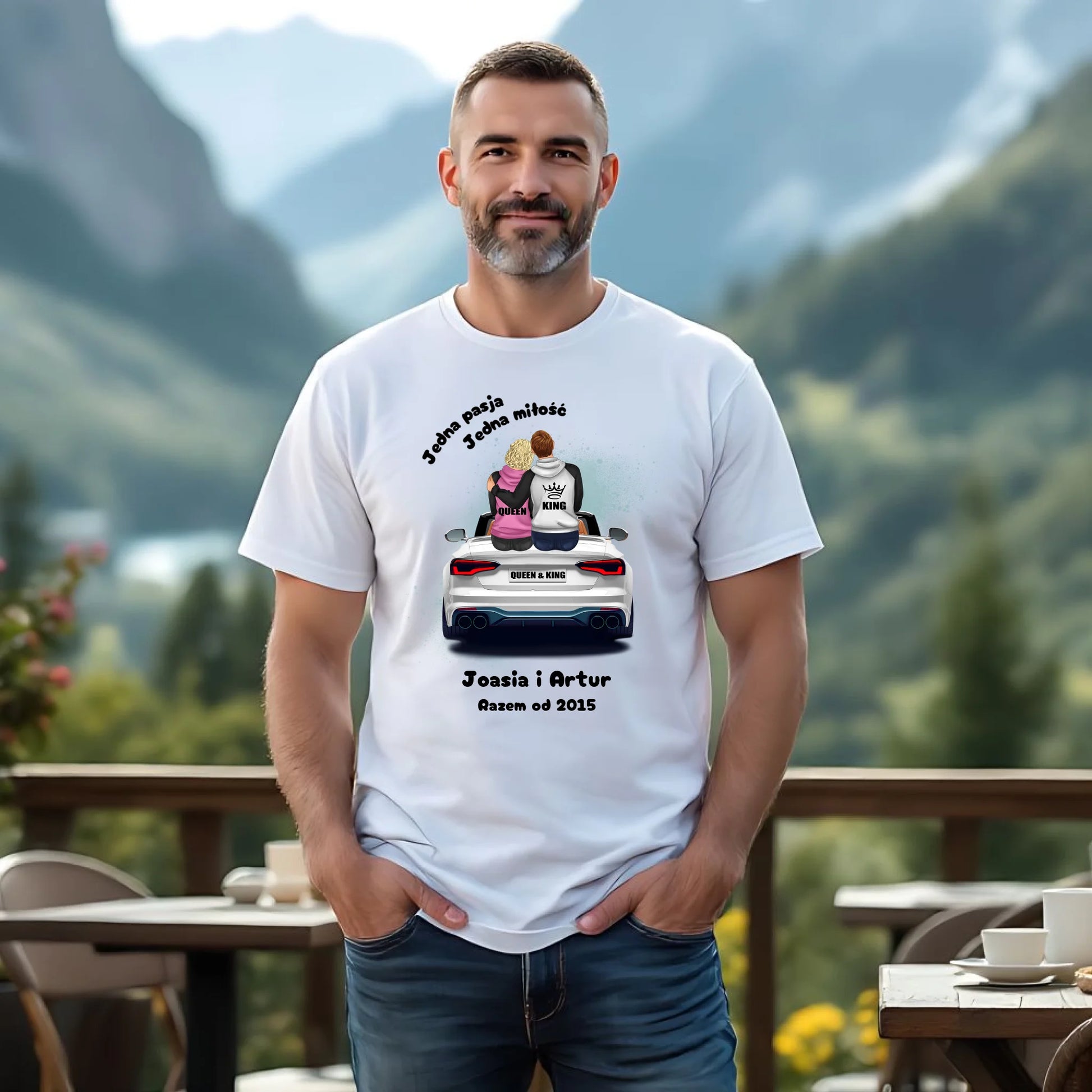 Koszulka męska dla par - personalizowany prezent dla chłopaka - Jedna miłość W06 - StoryCups.pl