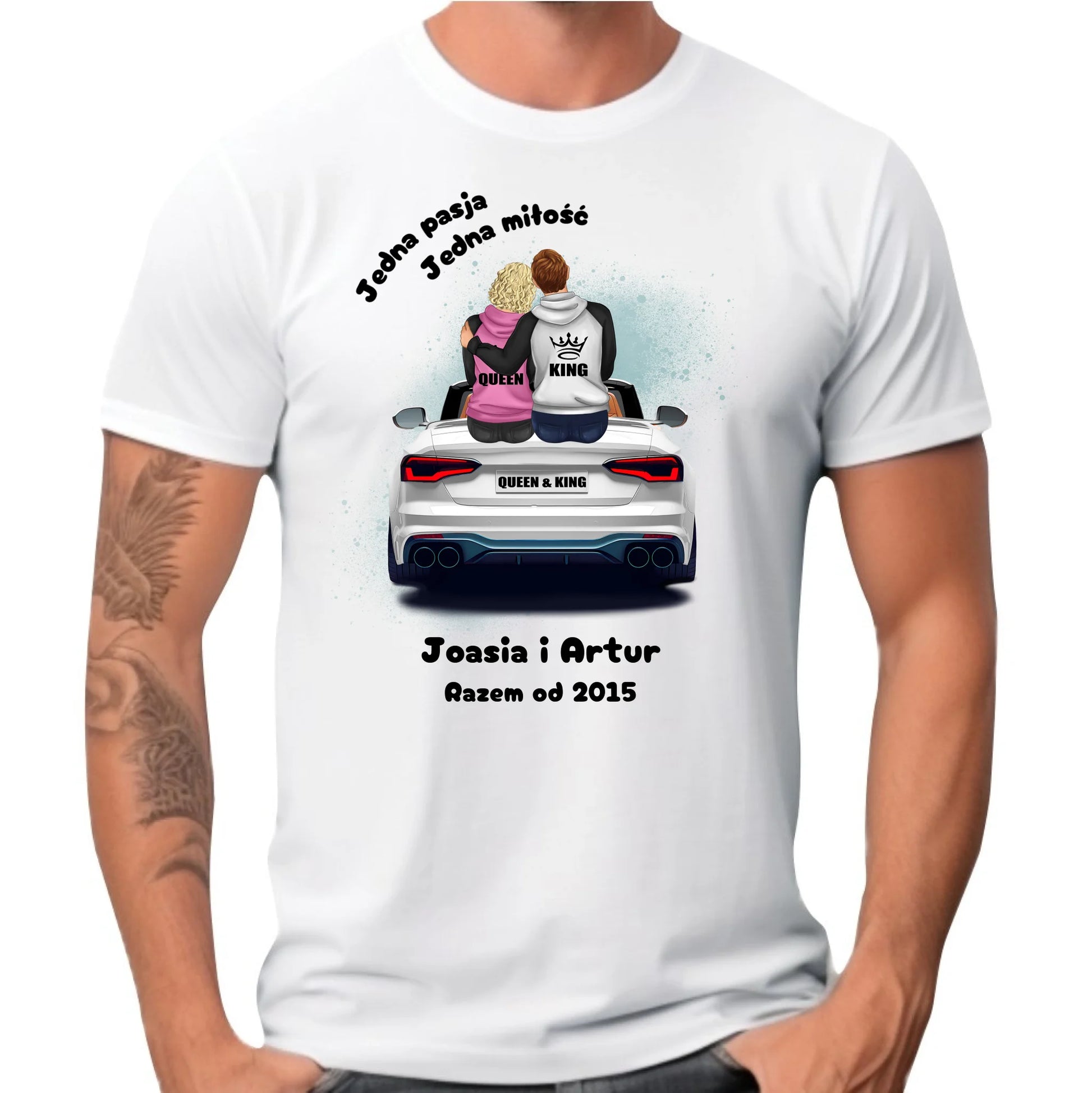 Koszulka męska dla par - personalizowany prezent dla chłopaka - Jedna miłość W06 - StoryCups.pl