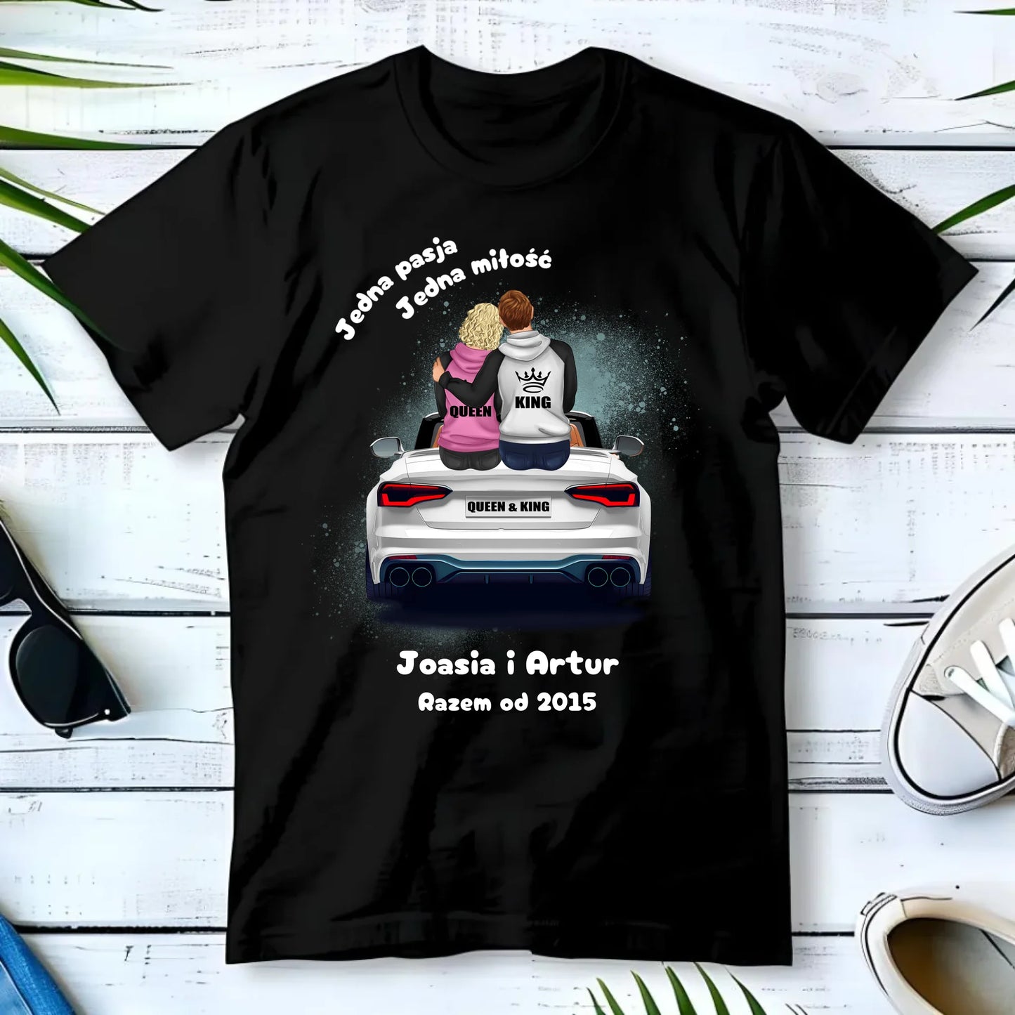 Koszulka męska dla par - personalizowany prezent dla chłopaka - Jedna miłość W06 - StoryCups.pl