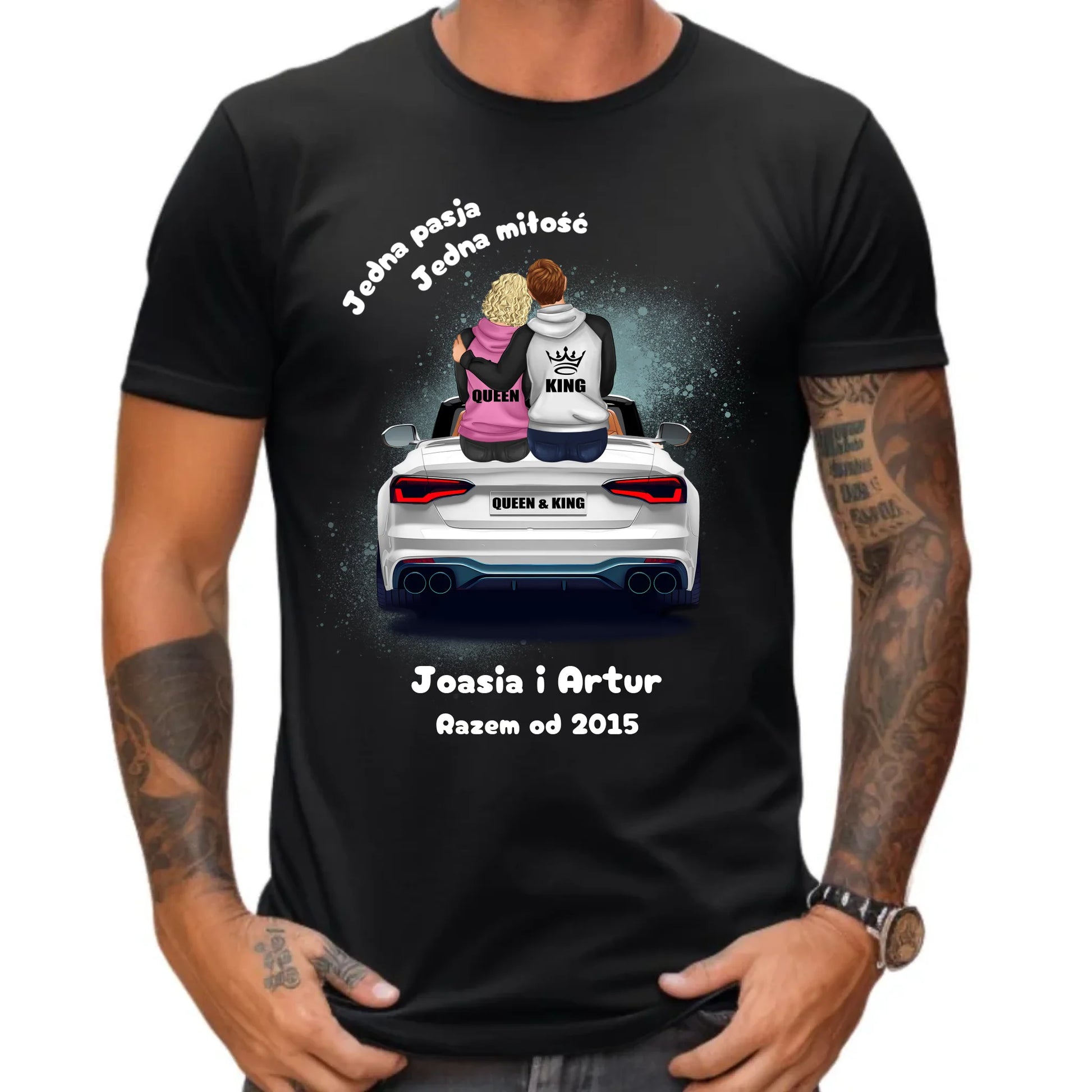 Koszulka męska dla par - personalizowany prezent dla chłopaka - Jedna miłość W06 - StoryCups.pl