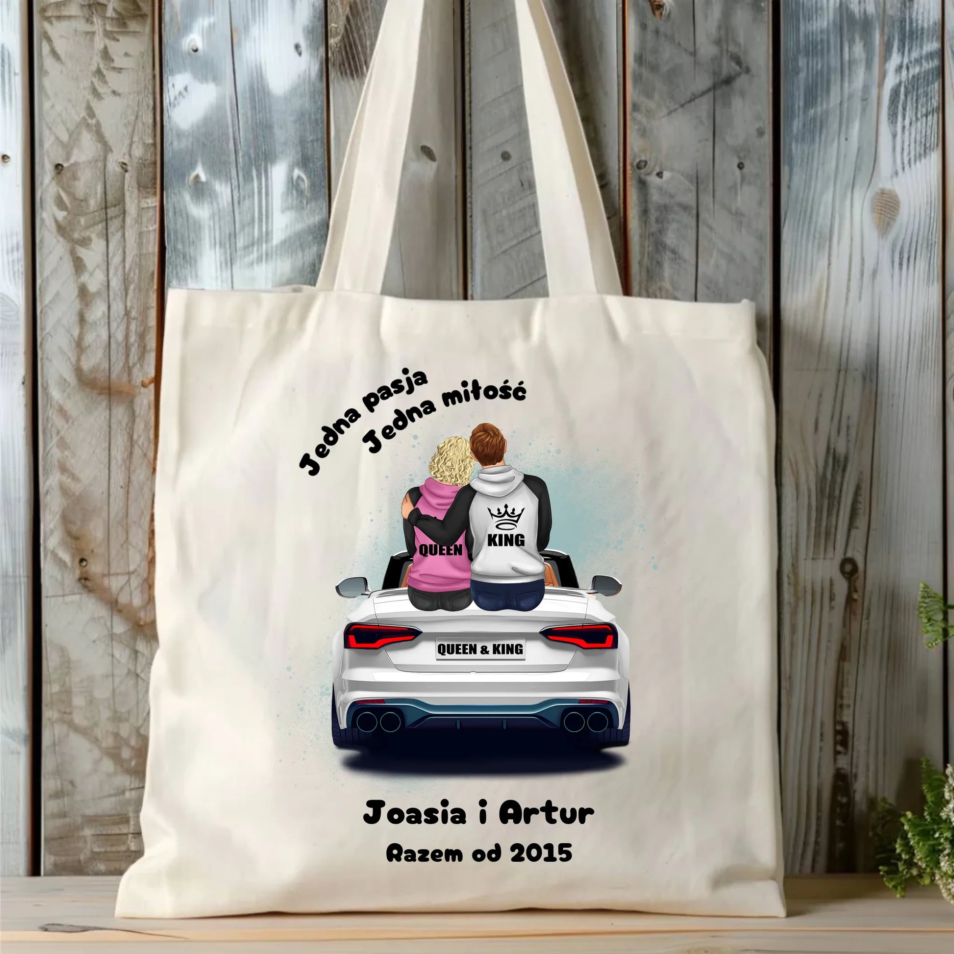 Torba dla par - personalizowany prezent dla chłopaka i dziewczyny - Jedna miłość W06 - StoryCups.pl