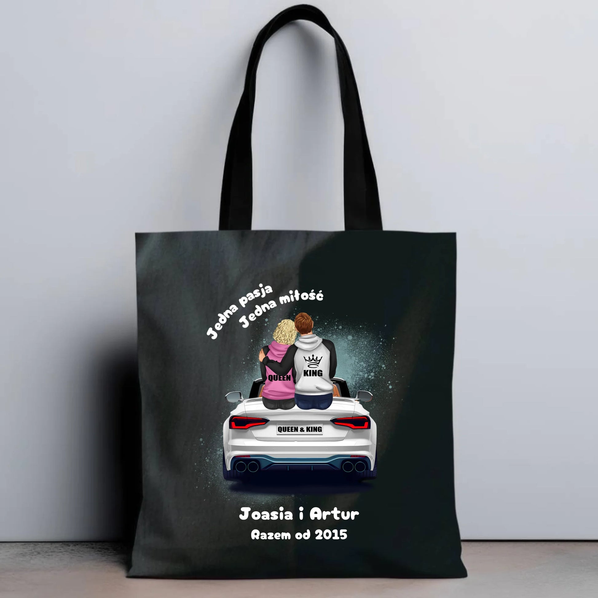 Torba dla par - personalizowany prezent dla chłopaka i dziewczyny - Jedna miłość W06 - StoryCups.pl