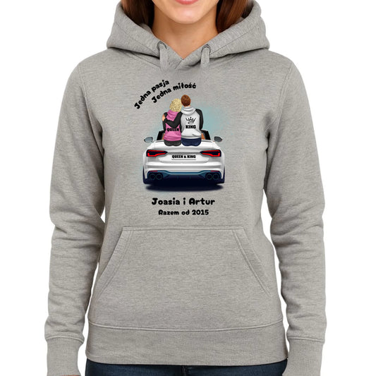 Bluza damska z kapturem dla par - personalizowany prezent dla dziewczyny - Jedna miłość W06 - StoryCups.pl