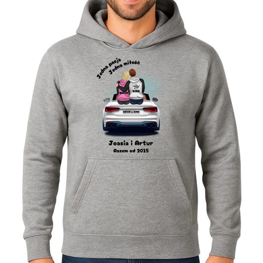 Bluza męska z kapturem dla par - personalizowany prezent dla chłopaka - Jedna miłość W06 - StoryCups.pl