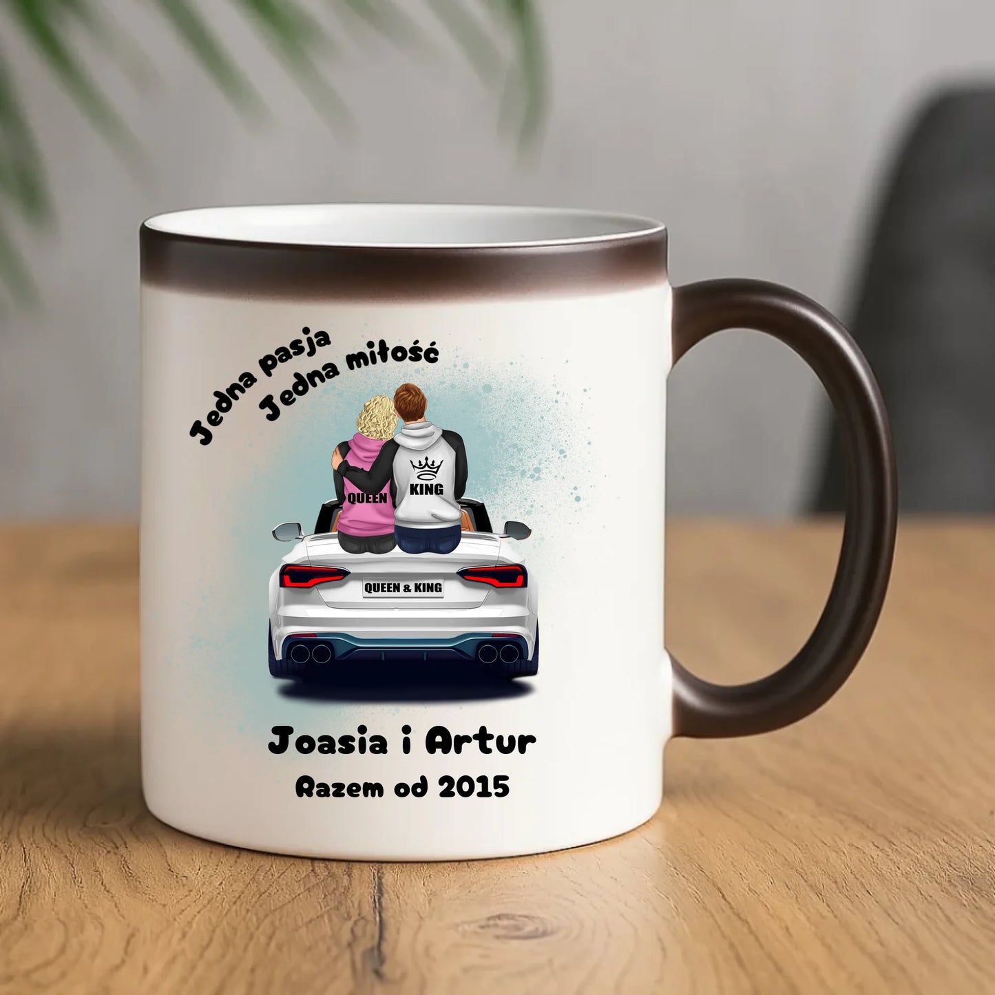Kubek magiczny dla par - personalizowany prezent dla chłopaka i dziewczyny - Jedna miłość W06 - StoryCups.pl
