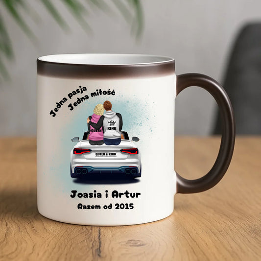 Kubek magiczny dla par - personalizowany prezent dla chłopaka i dziewczyny - Jedna miłość W06 - StoryCups.pl