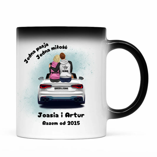Kubek magiczny dla par - personalizowany prezent dla chłopaka i dziewczyny - Jedna miłość W06 - StoryCups.pl
