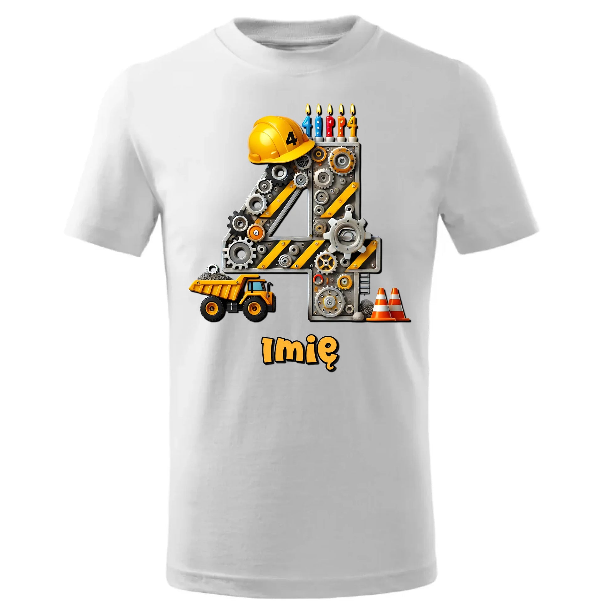 Koszulka dziecięca urodzinowa - prezent na 4 urodziny dla chłopca - Wywrotka - personalizowana U38 - StoryCups.pl