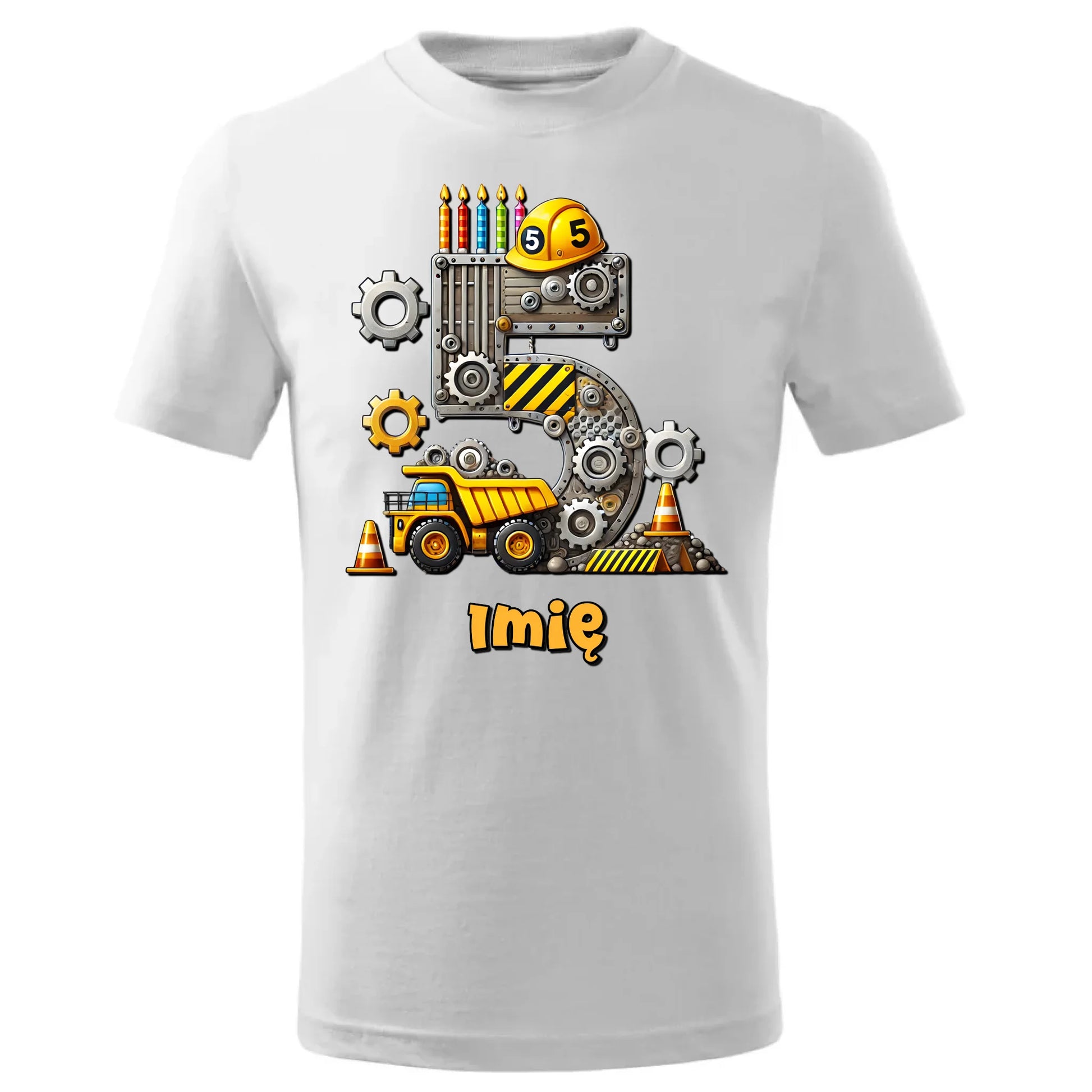 Koszulka dziecięca urodzinowa - prezent na 5 urodziny dla chłopca - Wywrotka - personalizowana U39 - StoryCups.pl