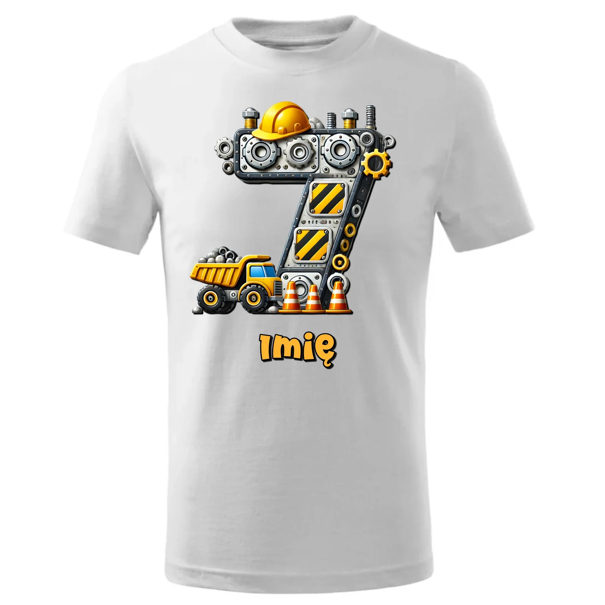 Koszulka dziecięca urodzinowa - prezent na 7 urodziny dla chłopca - Wywrotka - personalizowana U41 - StoryCups.pl