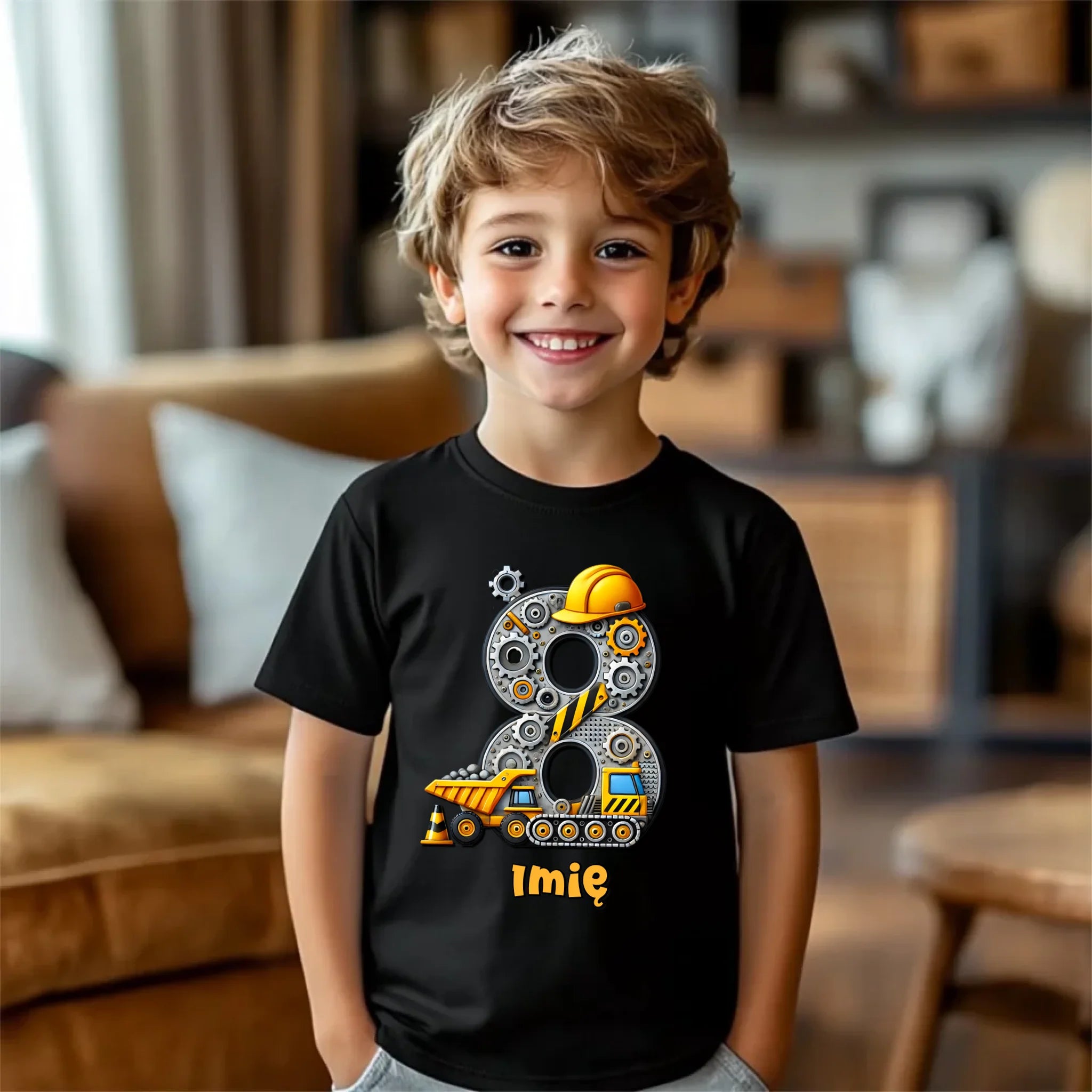 Koszulka dziecięca urodzinowa - prezent na 8 urodziny dla chłopca - Wywrotka - personalizowana U42 - StoryCups.pl