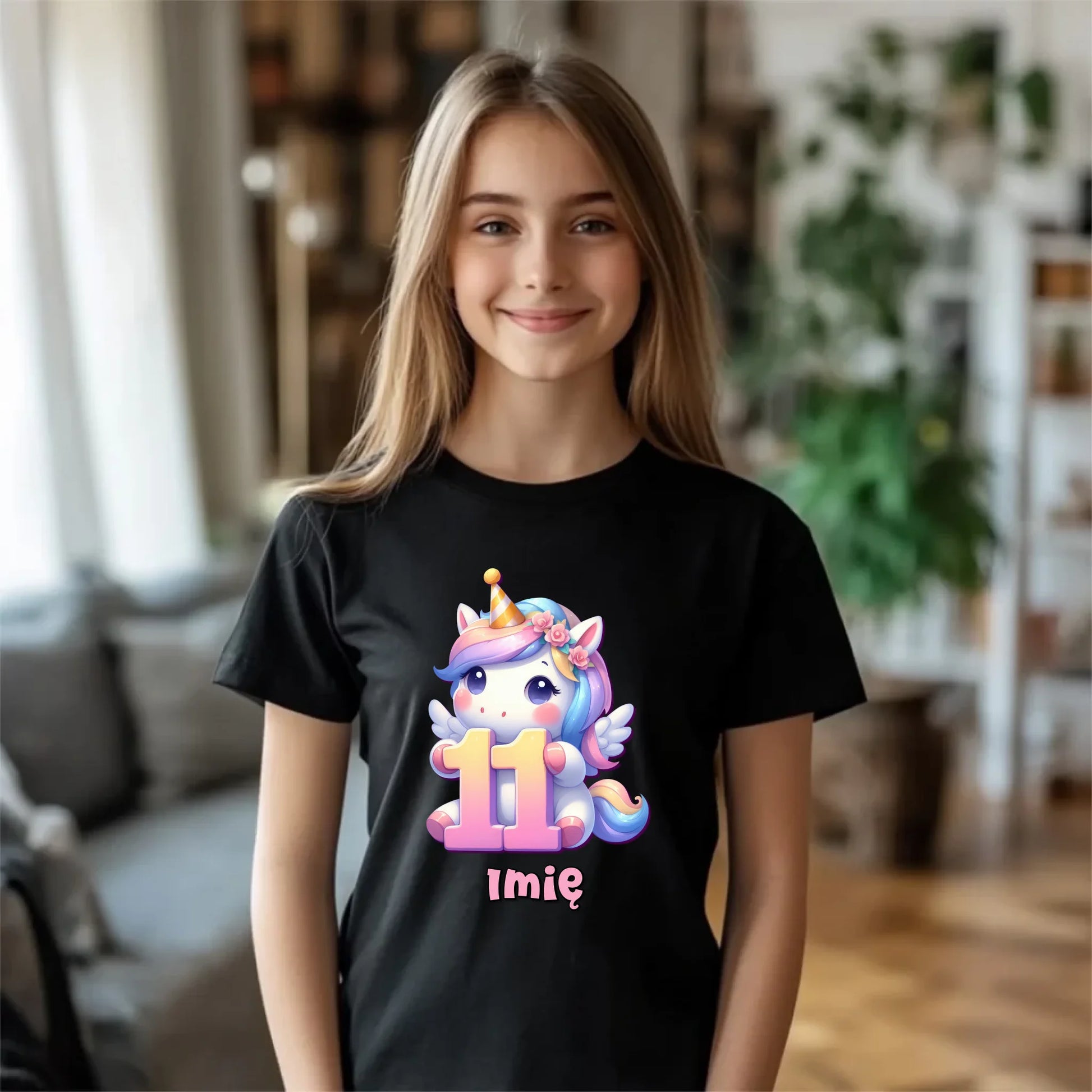 Koszulka dziecięca urodzinowa - prezent na 11 urodziny dla dziewczynki - Jednorożec - personalizowana U55 - StoryCups.pl