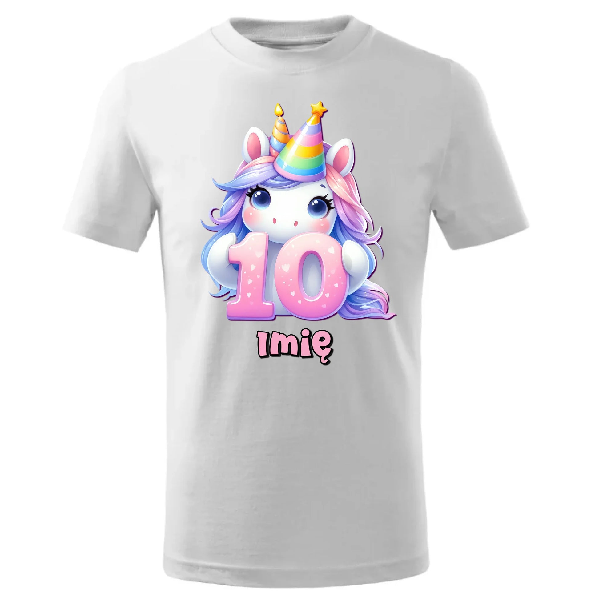 Koszulka dziecięca urodzinowa - prezent na 10 urodziny dla dziewczynki - Jednorożec - personalizowana U54 - StoryCups.pl
