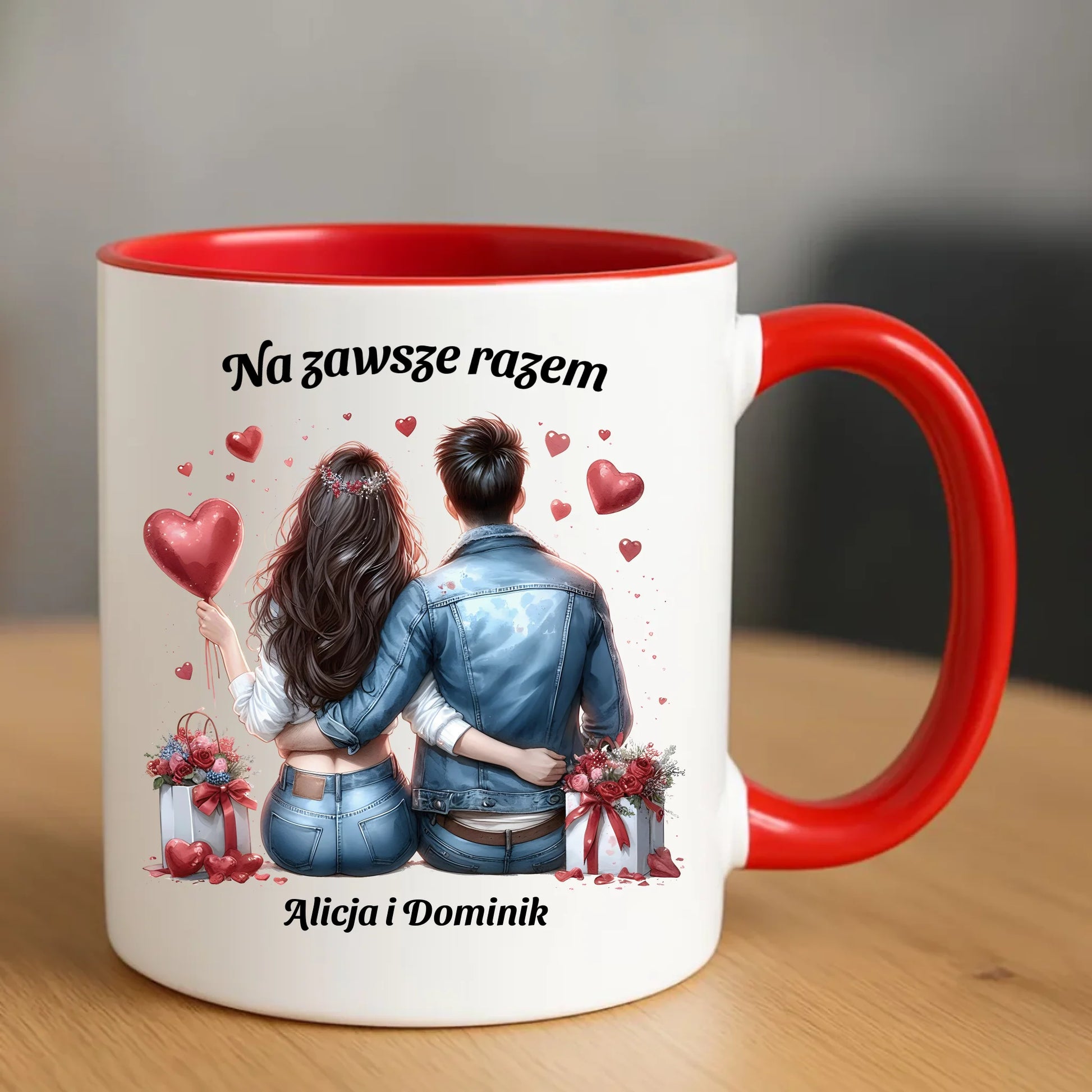 Kubek dla par - prezent dla dziewczyny i chłopaka - Na zawsze razem - personalizowany W07 - StoryCups.pl