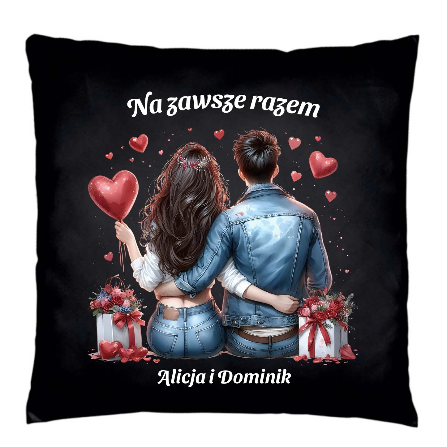 Poduszka dekoracyjna dla par - prezent dla dziewczyny i chłopaka - Na zawsze razem - personalizowana W07 - StoryCups.pl