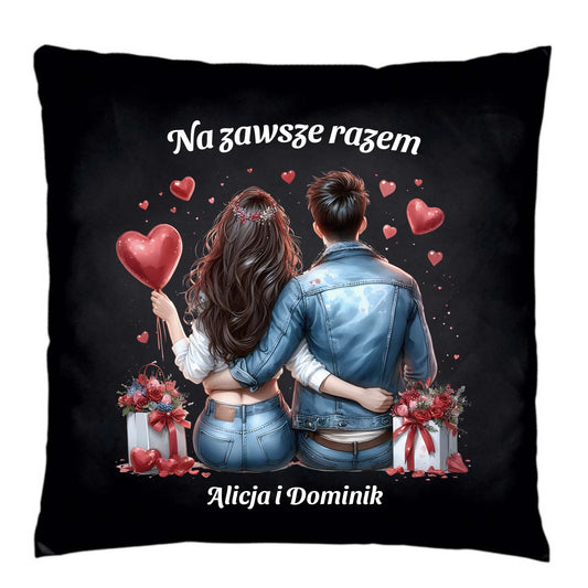 Poduszka dekoracyjna dla par - prezent dla dziewczyny i chłopaka - Na zawsze razem - personalizowana W07 - StoryCups.pl