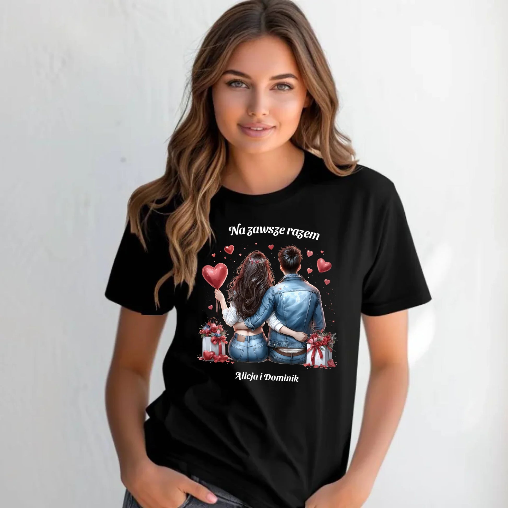 Koszulka damska dla par - prezent dla dziewczyny - Na zawsze razem - personalizowana W07 - StoryCups.pl