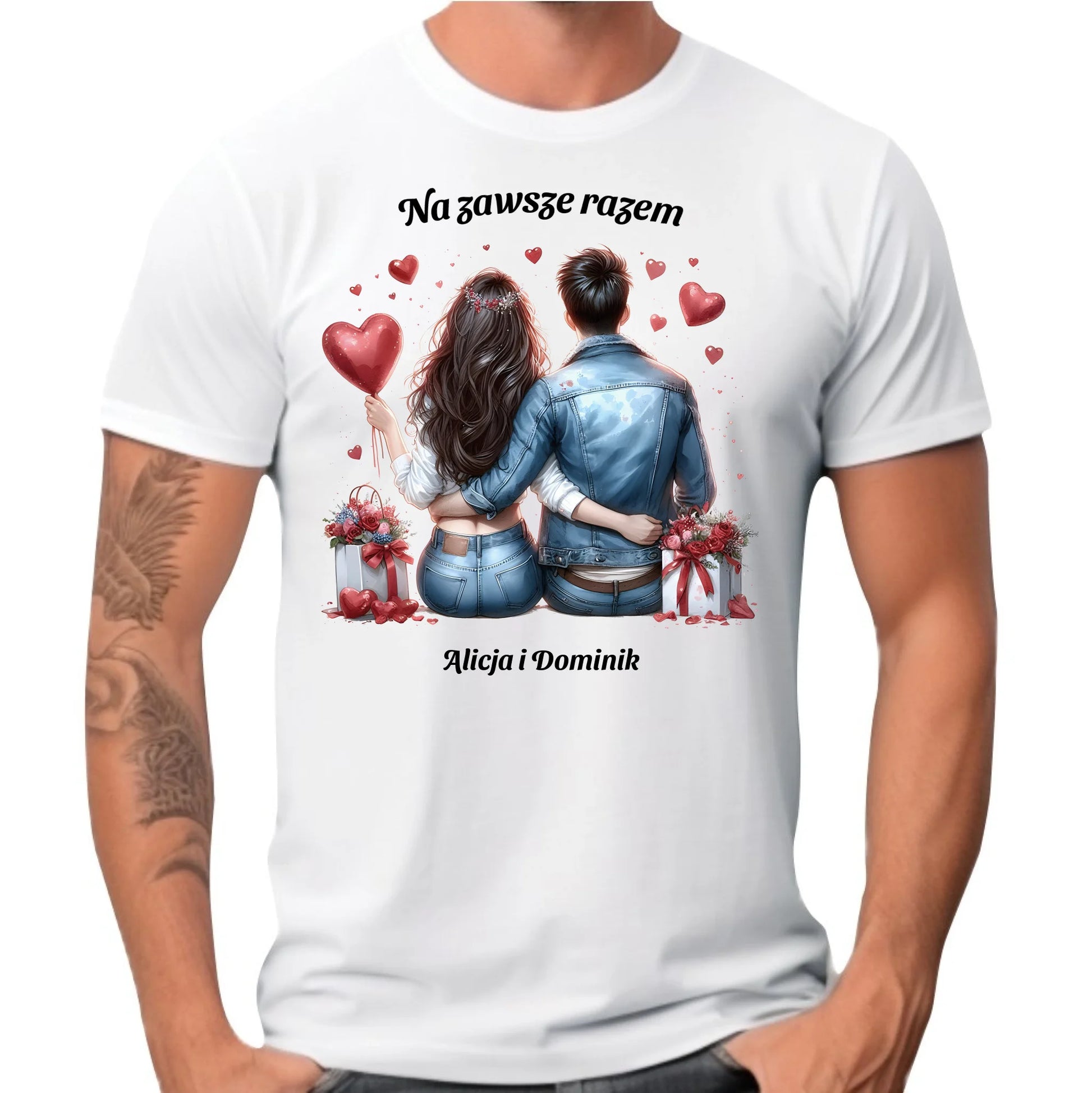 Koszulka męska dla par - prezent dla chłopaka - Na zawsze razem - personalizowana W07 - StoryCups.pl