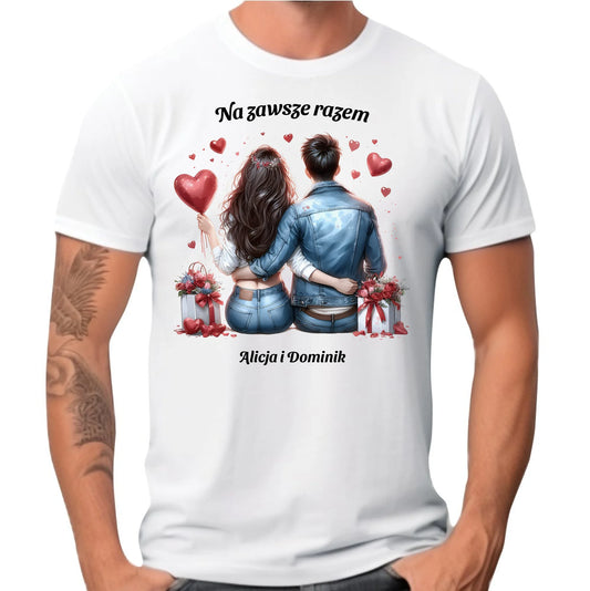 Koszulka męska dla par - prezent dla chłopaka - Na zawsze razem - personalizowana W07 - StoryCups.pl