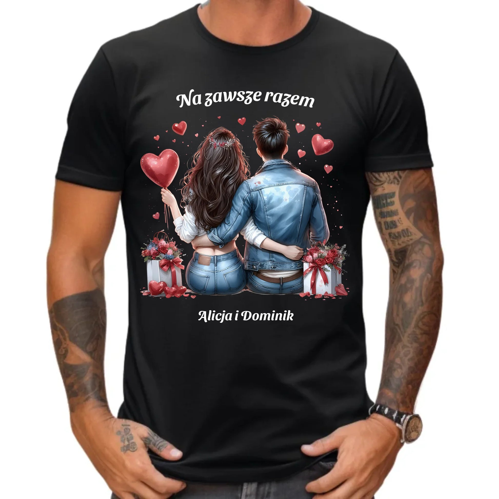 Koszulka męska dla par - prezent dla chłopaka - Na zawsze razem - personalizowana W07 - StoryCups.pl