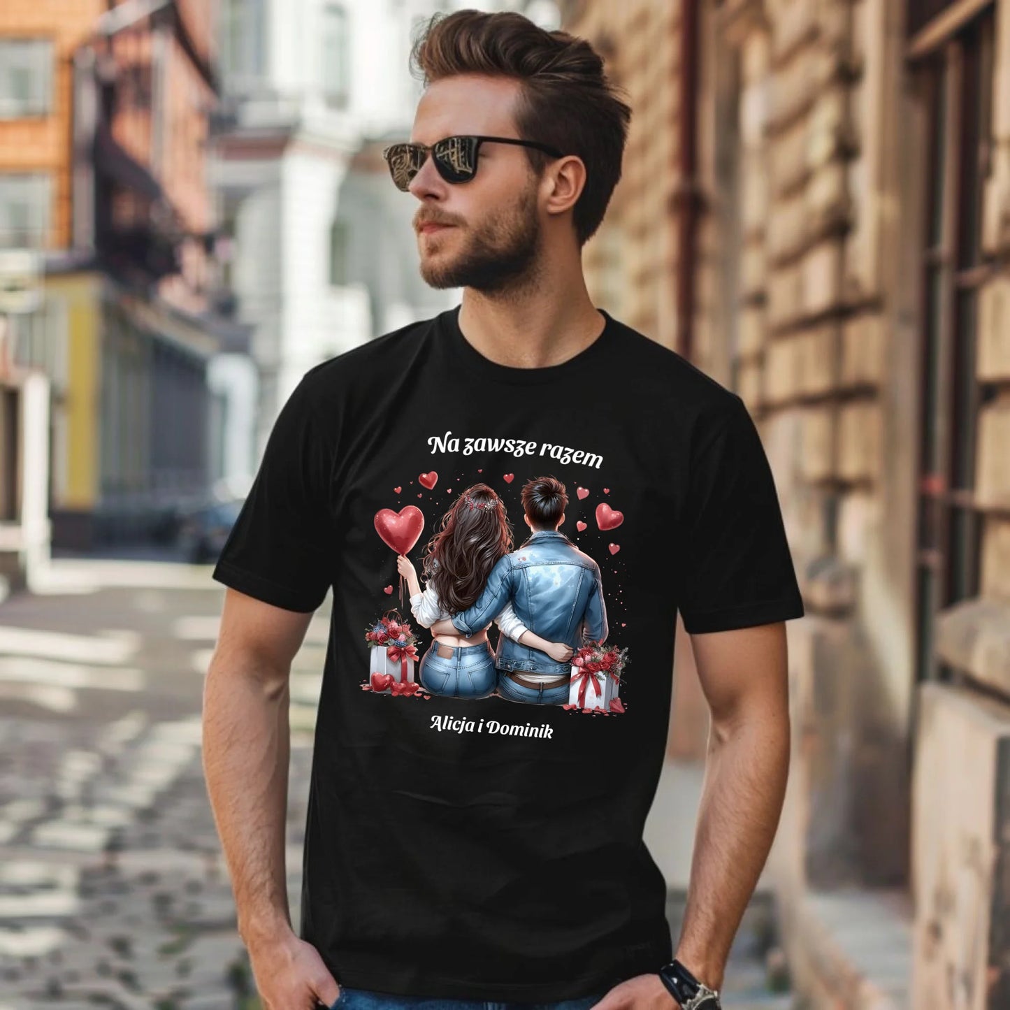 Koszulka męska dla par - prezent dla chłopaka - Na zawsze razem - personalizowana W07 - StoryCups.pl