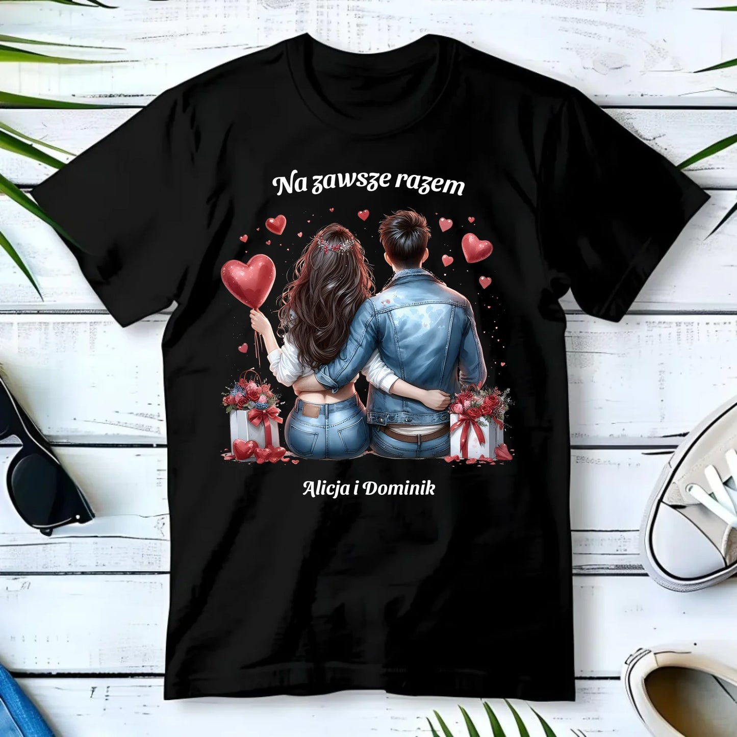 Koszulka męska dla par - prezent dla chłopaka - Na zawsze razem - personalizowana W07 - StoryCups.pl