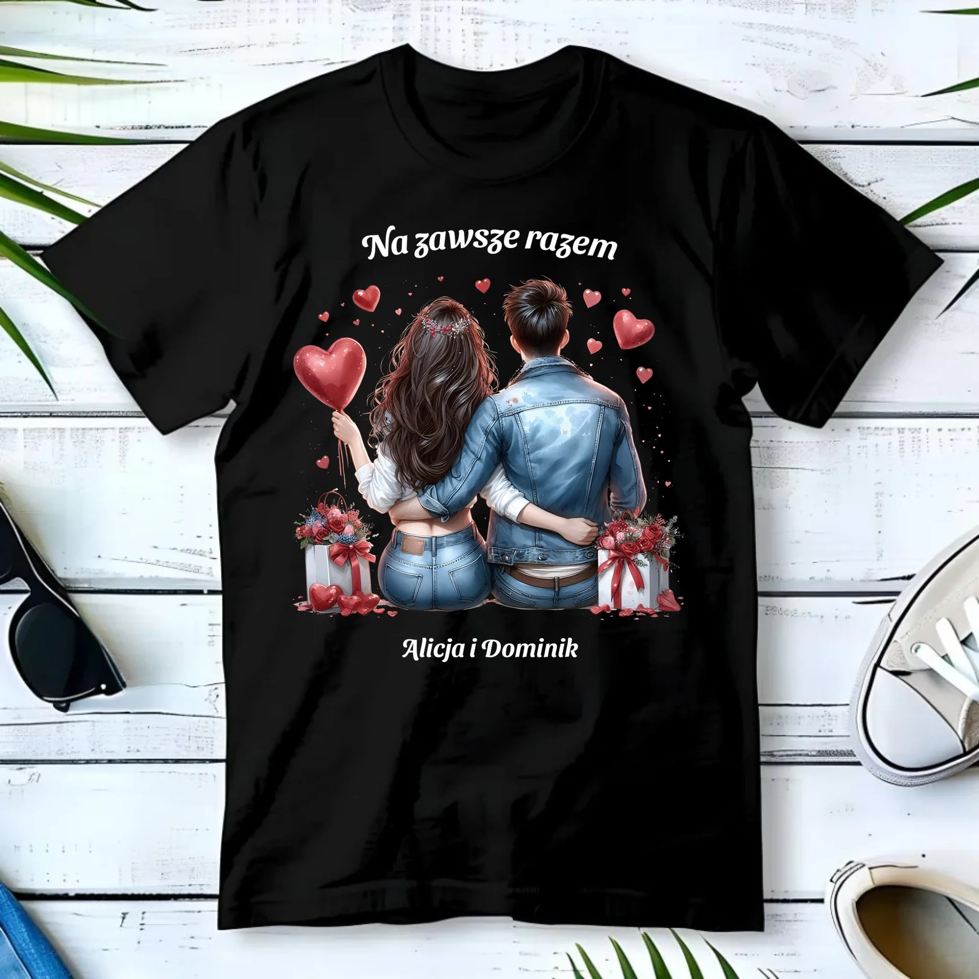 Koszulka męska dla par - prezent dla chłopaka - Na zawsze razem - personalizowana W07 - StoryCups.pl