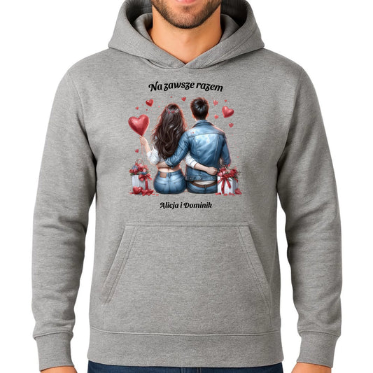 Bluza męska z kapturem dla par - prezent dla chłopaka - Na zawsze razem - personalizowana W07 - StoryCups.pl