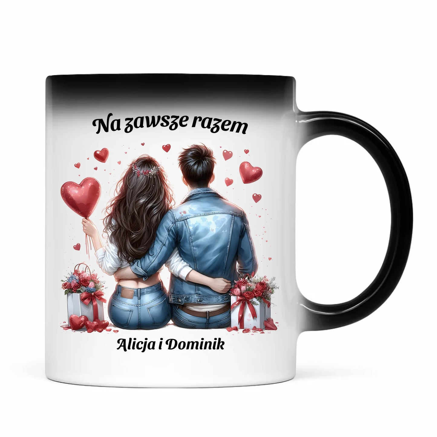 Kubek magiczny dla par - prezent dla dziewczyny i chłopaka - Na zawsze razem - personalizowany W07 - StoryCups.pl