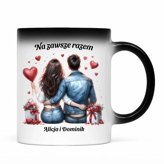 Kubek magiczny dla par - prezent dla dziewczyny i chłopaka - Na zawsze razem - personalizowany W07 - StoryCups.pl