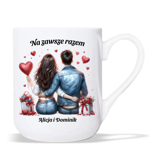 Kubek elegant dla par - prezent dla dziewczyny i chłopaka - Na zawsze razem - personalizowany W07 - StoryCups.pl