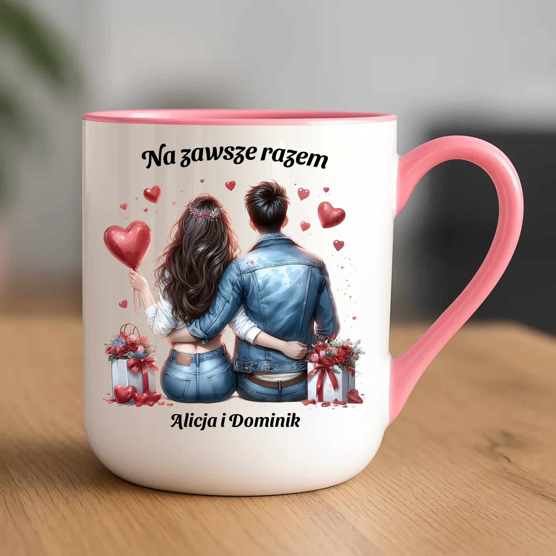 Kubek elegant dla par - prezent dla dziewczyny i chłopaka - Na zawsze razem - personalizowany W07 - StoryCups.pl