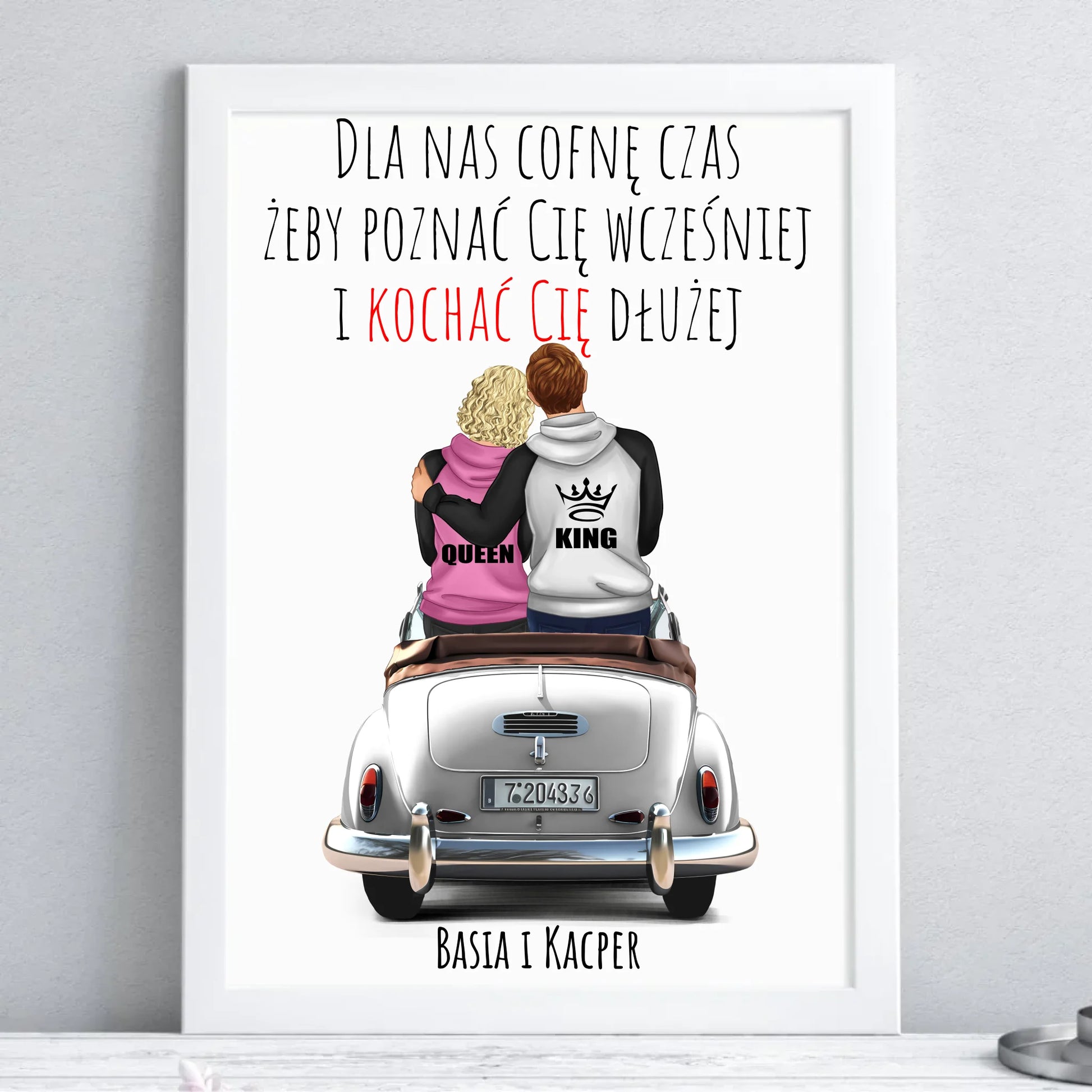 Plakat w ramie dla par - prezent dla dziewczyny i chłopaka - Cofnę czas - personalizowany W08 - StoryCups.pl