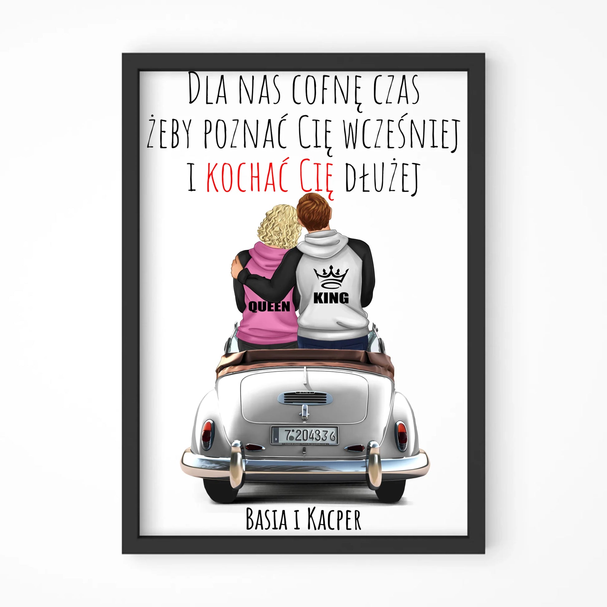 Plakat w ramie dla par - prezent dla dziewczyny i chłopaka - Cofnę czas - personalizowany W08 - StoryCups.pl