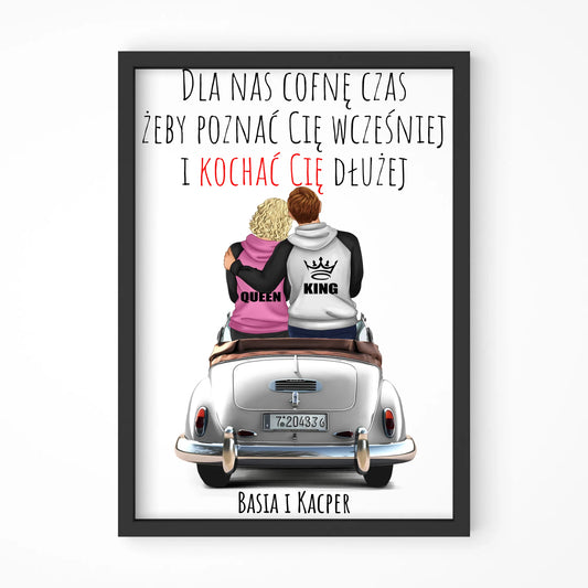 Plakat w ramie dla par - prezent dla dziewczyny i chłopaka - Cofnę czas - personalizowany W08 - StoryCups.pl