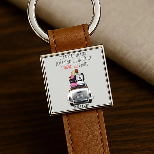 Brelok dla par - prezent dla dziewczyny i chłopaka - Cofnę czas - personalizowany W08 - StoryCups.pl
