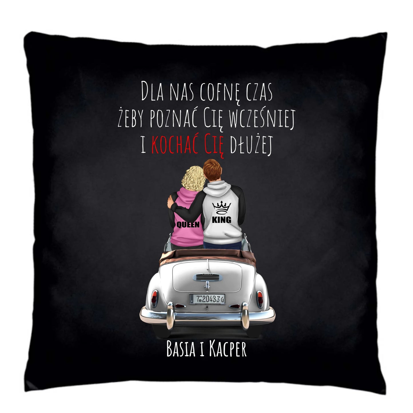 Poduszka dekoracyjna dla par - prezent dla dziewczyny i chłopaka - Cofnę czas - personalizowana W08 - StoryCups.pl