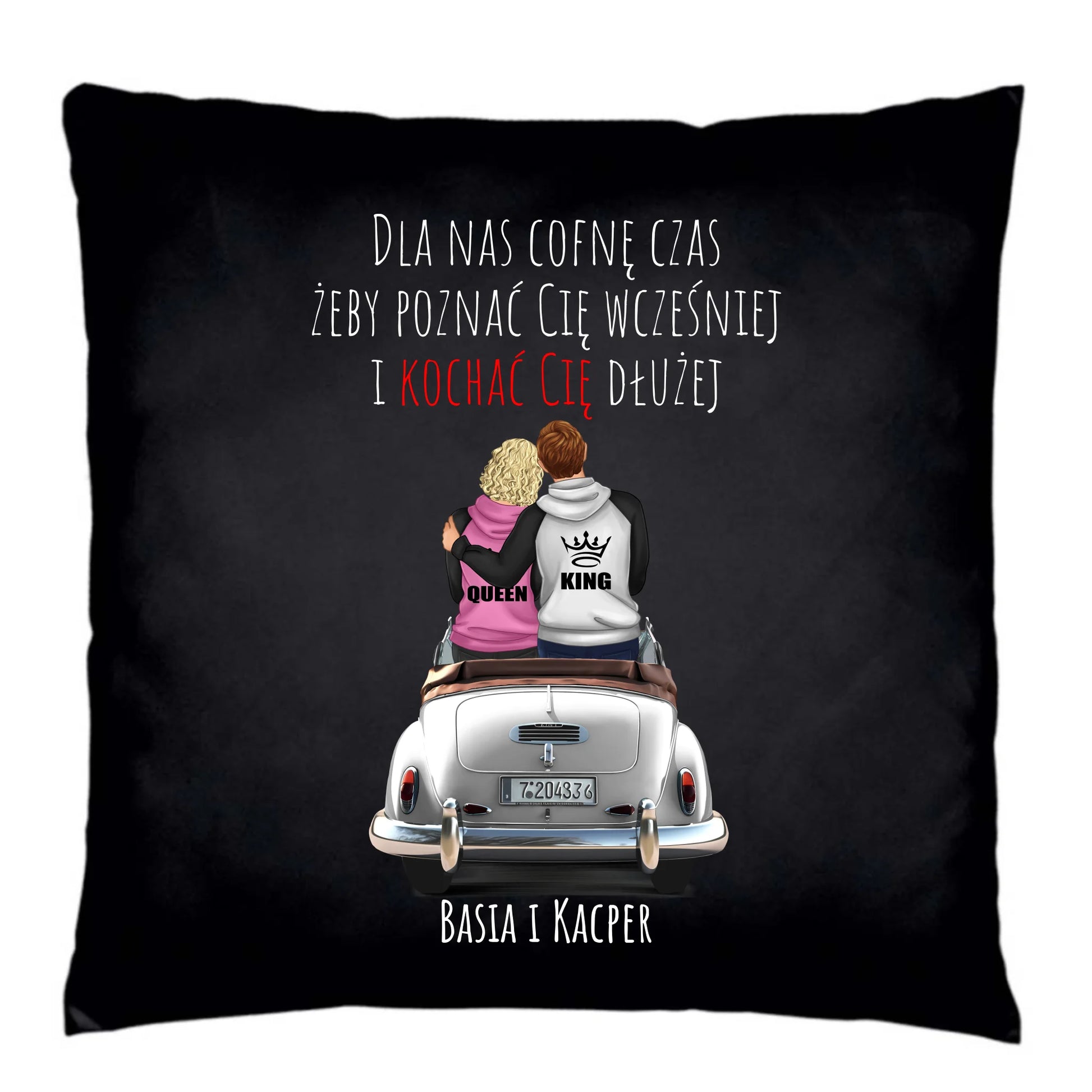 Poduszka dekoracyjna dla par - prezent dla dziewczyny i chłopaka - Cofnę czas - personalizowana W08 - StoryCups.pl