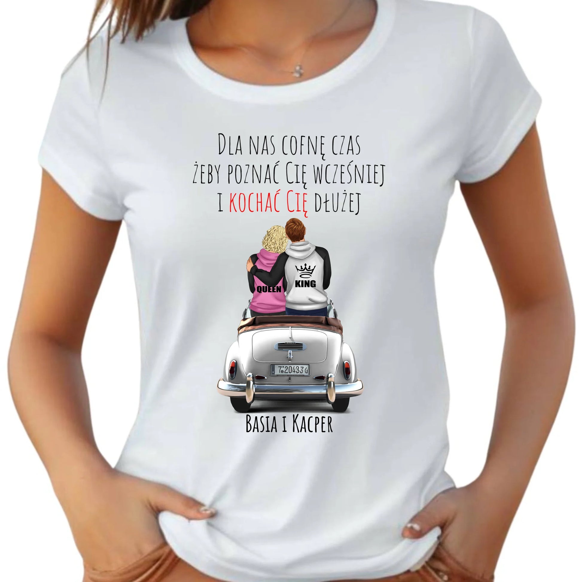 Koszulka damska dla par - prezent dla dziewczyny - Cofnę czas - personalizowana W08 - StoryCups.pl