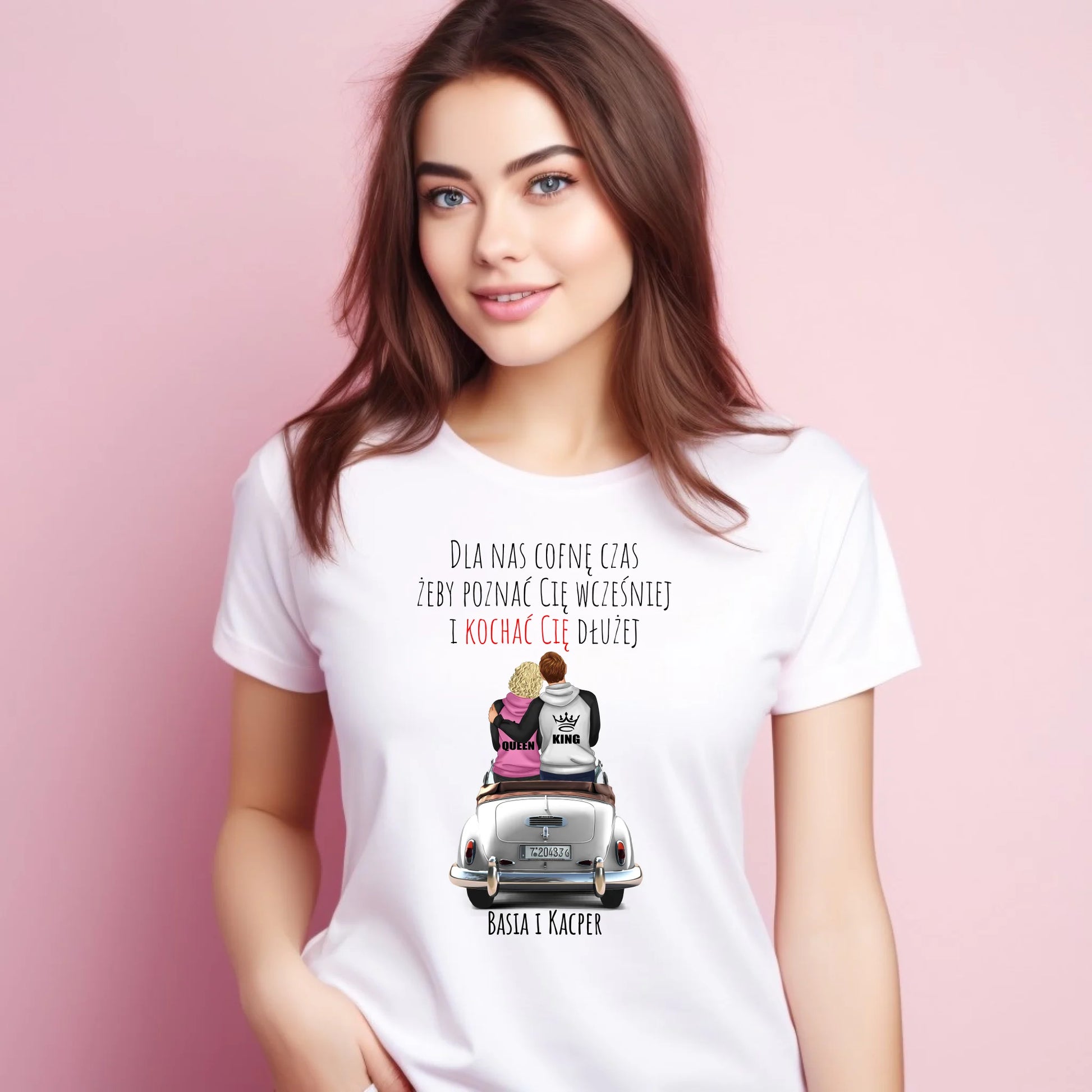 Koszulka damska dla par - prezent dla dziewczyny - Cofnę czas - personalizowana W08 - StoryCups.pl