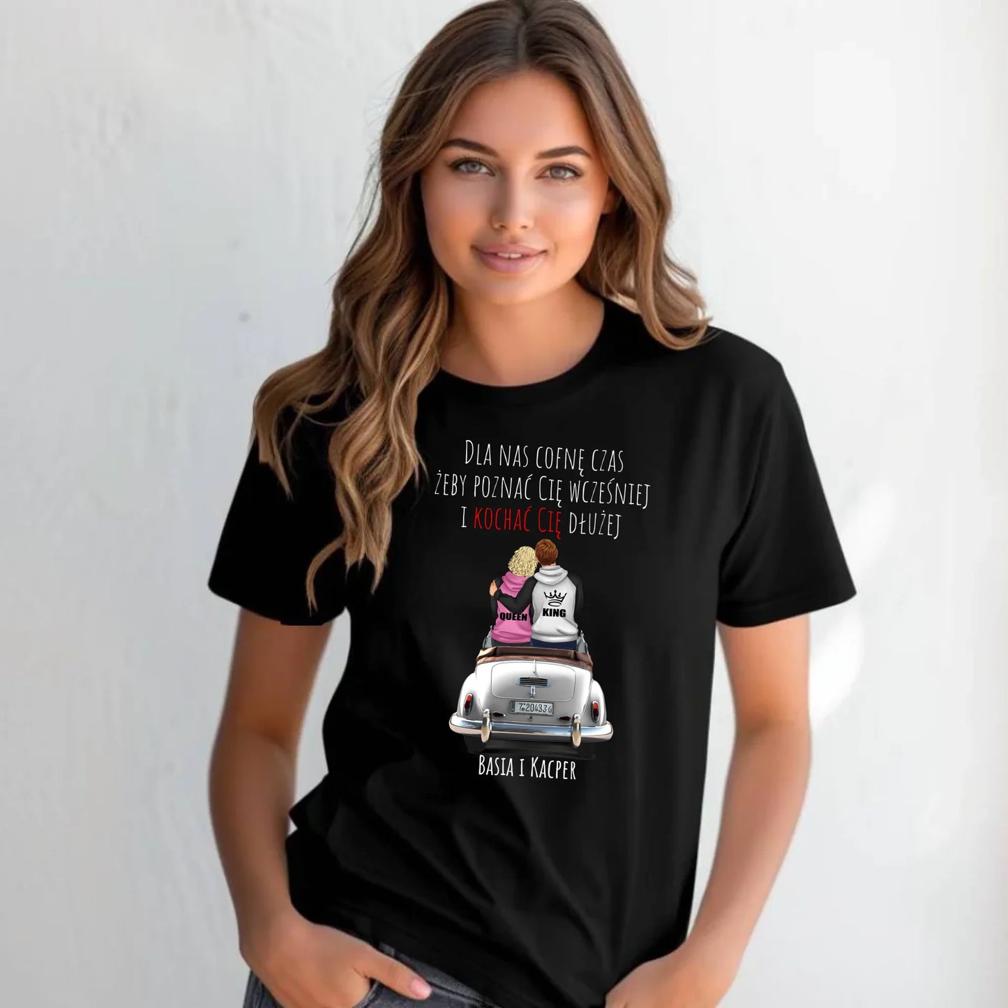 Koszulka damska dla par - prezent dla dziewczyny - Cofnę czas - personalizowana W08 - StoryCups.pl