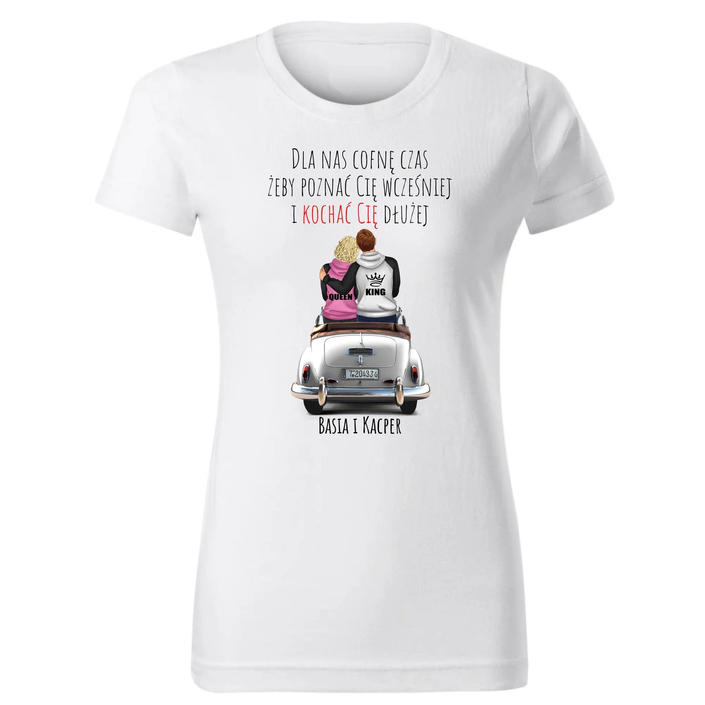 Koszulka damska dla par - prezent dla dziewczyny - Cofnę czas - personalizowana W08 - StoryCups.pl