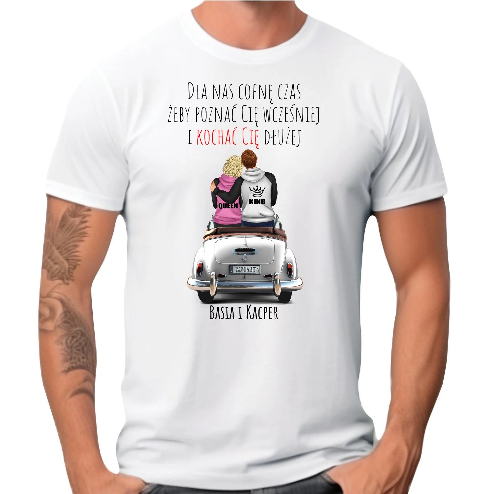 Koszulka męska dla par - prezent dla chłopaka - Cofnę czas - personalizowana W08 - StoryCups.pl