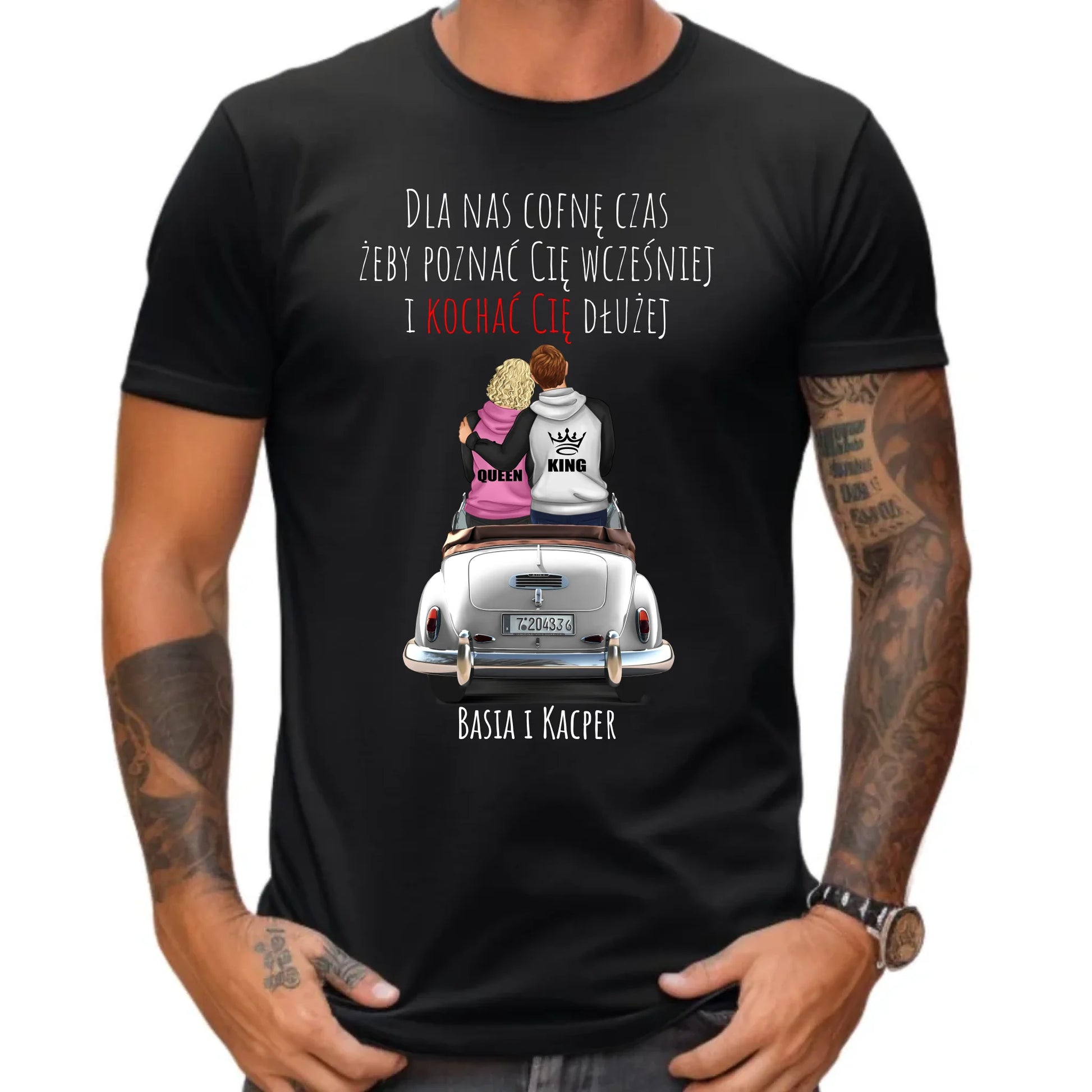 Koszulka męska dla par - prezent dla chłopaka - Cofnę czas - personalizowana W08 - StoryCups.pl