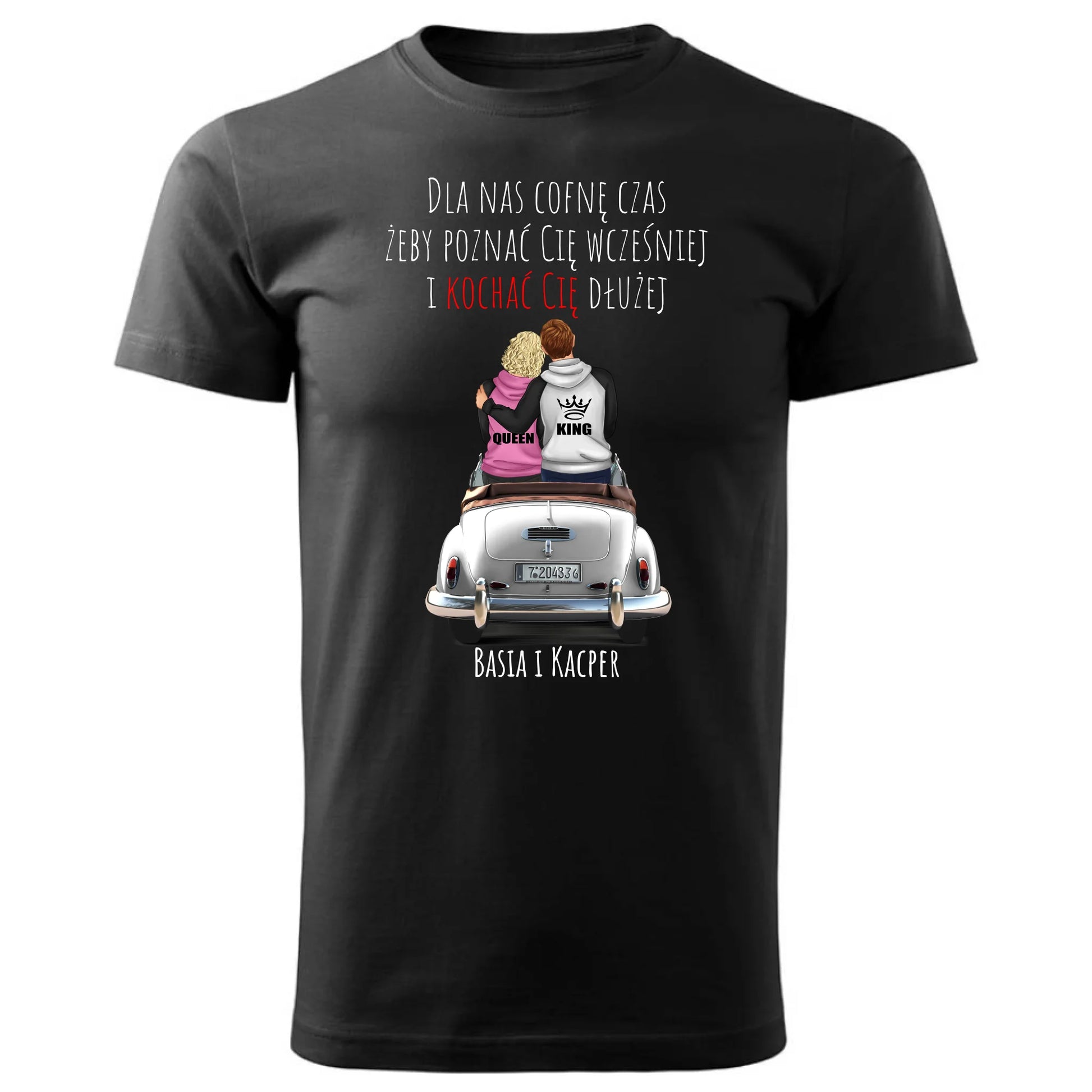 Koszulka męska dla par - prezent dla chłopaka - Cofnę czas - personalizowana W08 - StoryCups.pl